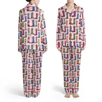 Cowgirl Pink Leopard Satin Pajamas Set
