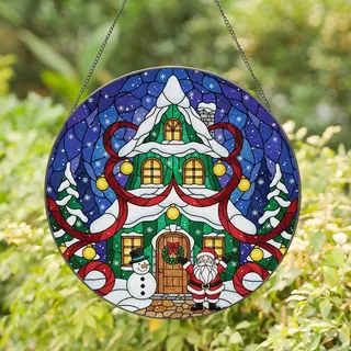 Christmas Emerald Red Sapphire Stained Glass