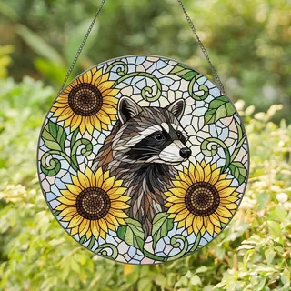 Nature Lovers Raccoon Stained Glass