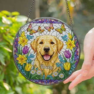 Golden Labrador Retriever Stained Glass