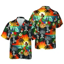 Hawaiian Hula Dancer Sunset Beach Hawaiian Shirt