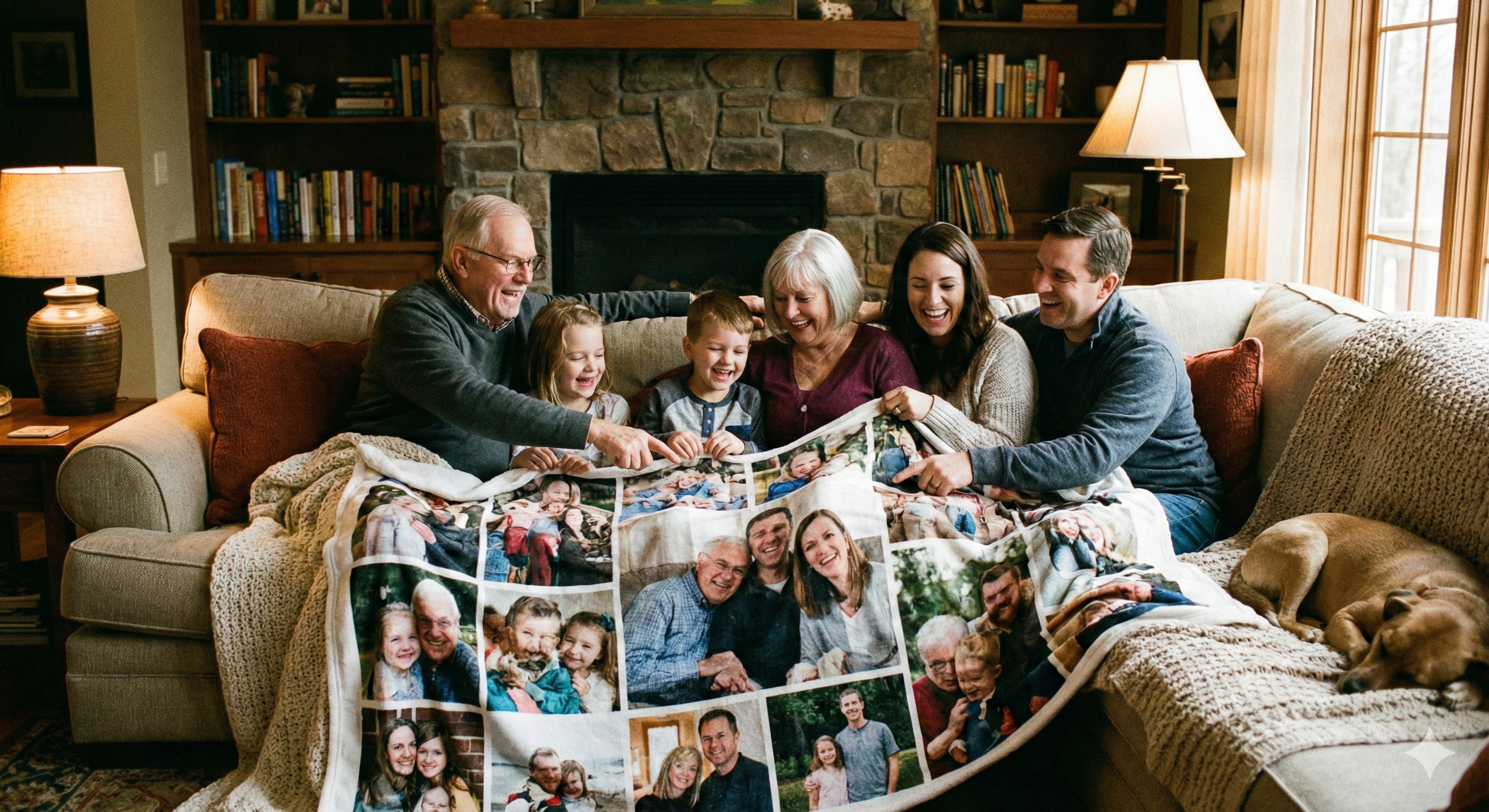 Happy family with keepsakes